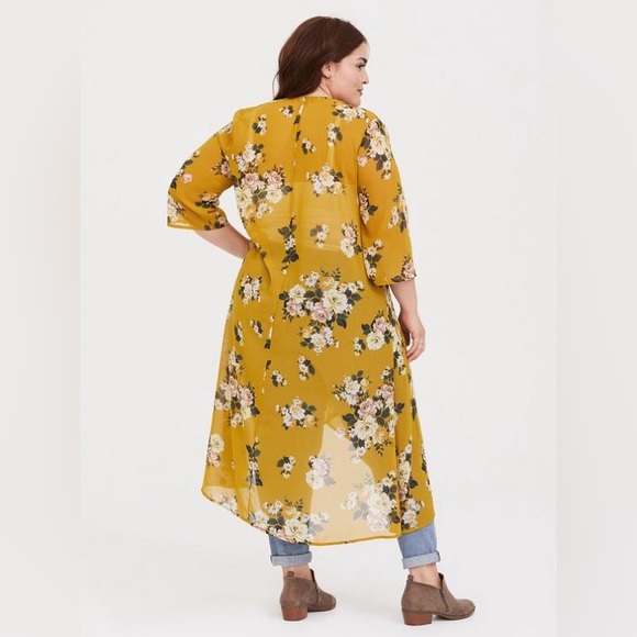 Torrid Floral Chiffon High-Low Kimono Wrap Shawl Size 1-2X - Picture 2 of 9